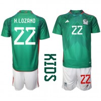 Camisa de Futebol México Hirving Lozano #22 Equipamento Principal Infantil Mundo 2022 Manga Curta (+ Calças curtas)